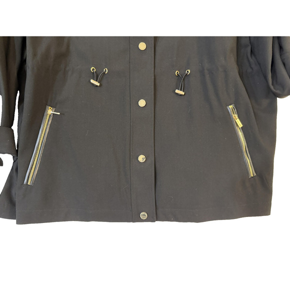 Calvin Klein Vintage Jacket Womens 3X Drawstring Waist Gold Buttons Zip Pockets - Picture 2 of 11